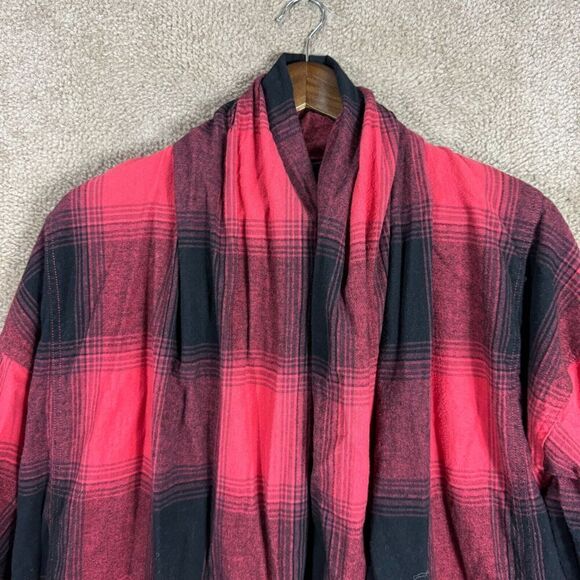 BDG Shacket Cardigan Womens‎ XS Red/Black Plaid Flannel Oversized Fit Open Front - Picture 2 of 11